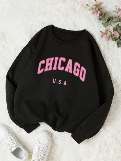 Chicago USA Casual Women Sweatshirts