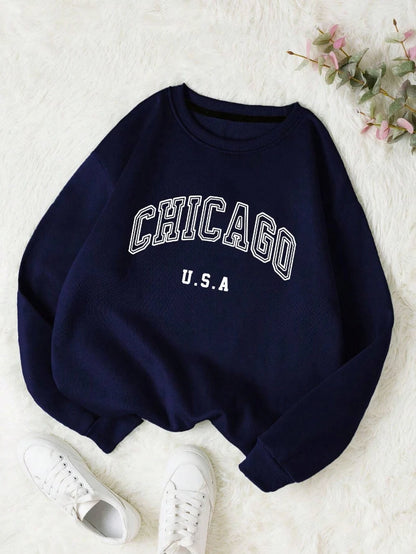 Chicago USA Casual Women Sweatshirts